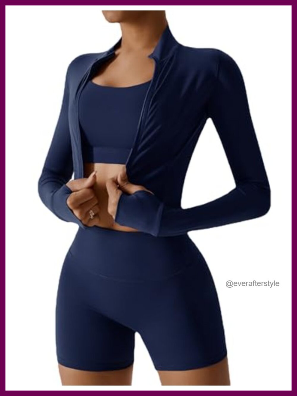3 Piece Workout Set Seamless High Waisted Shorts Crop Top Jacket Yoga Gym